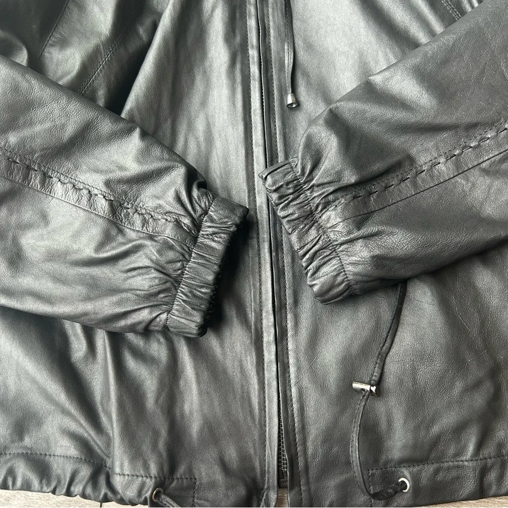 Bigardini Ruched  Ruffles Leather Jacket - Picture 8 of 14
